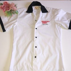 BTFSPLK’S Diner Banff Canada Waitress Button Down Shirt Small 1980s Canada VTG